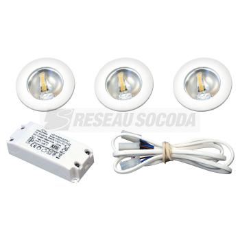  KIT S1200 LED 3X1,8W BLANC 