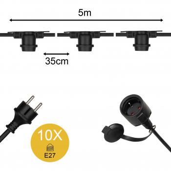  Guirlande 5M 10pcs E27 IP44 