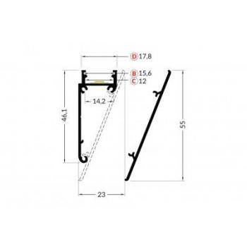  PROFILE ALU 2M CORNICHE  + CAP 