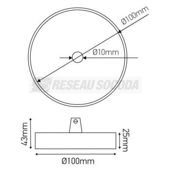  **Plafonnier Acier D.100mm Bla 