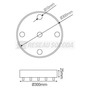  **Plafonnier Acier D.300mm Bla 