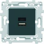  Chargeur Dble USB A+C anthra 