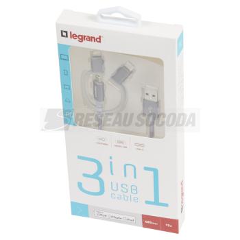  CABLE 3EN1 MICROUSB/USBC/LIGHT 