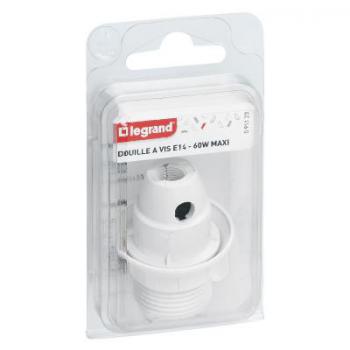  DOUILLE PLAST.E14 BLANC+BAGUE 
