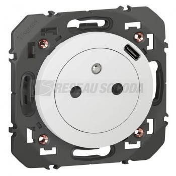  2P+T CHARGEUR USB 1POSTE BLANC 