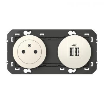  2P+T CHARGEUR USB 2POSTE BLANC 