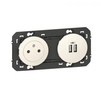  2P+T CHARGEUR USB 2POSTE BLANC 