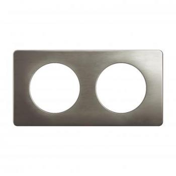  PLAQUE 2 POSTES ACIER SATINE 