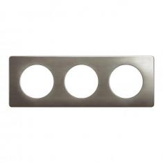  PLAQUE 3 POSTES ACIER SATINE 