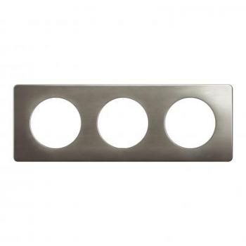  PLAQUE 3 POSTES ACIER SATINE 