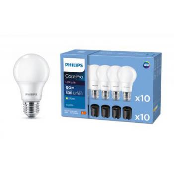  PACK DE 10 LED 60W A60 E27 827 