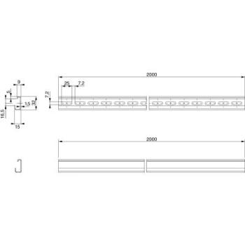  RAIL DIN ASYMETRIQUE 2M 