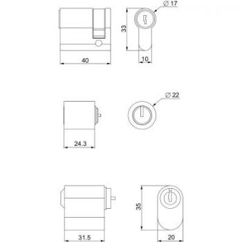  ADAPTATEUR P-SERRURE DIN 