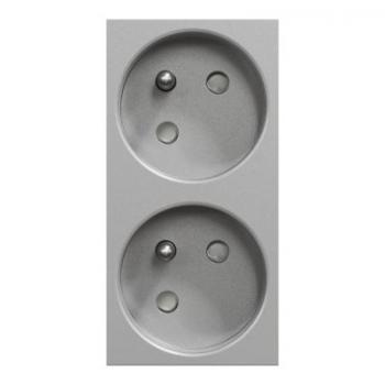  Prise 2x2P+T FR 45 rapide Alu 