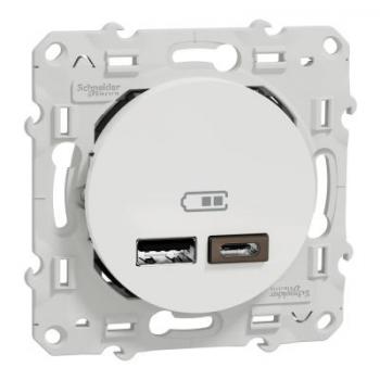  Prise double USB typeA+C Blanc 