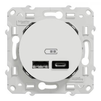  Prise double USB typeA+C Blanc 
