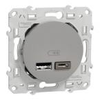  Prise double USB typeA+C Alu 