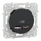  **Prise double USB A+C Anthrac 