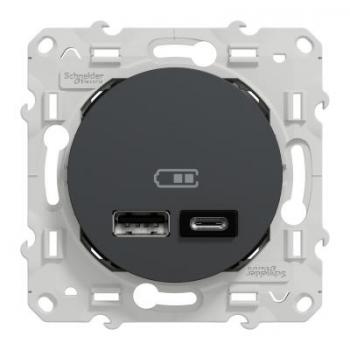  Prise double USB A+C Anthracit 