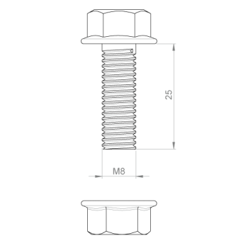  Vis hexa. M8x25 INOX AISI 316 