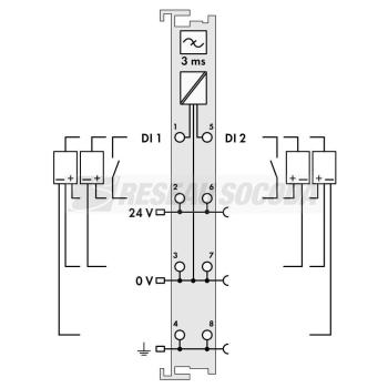  Borne 2 canaux d'entree 24 Vdc 